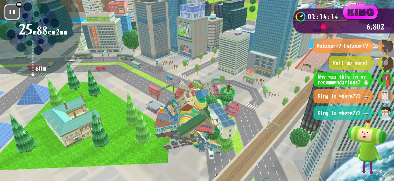 Сначала игроку придется прикреплять к шару мелкие предметы, но на некоторых уровнях можно превратиться в кайдзю из домов, деревьев и машин. © Bandai Namco Entertainment