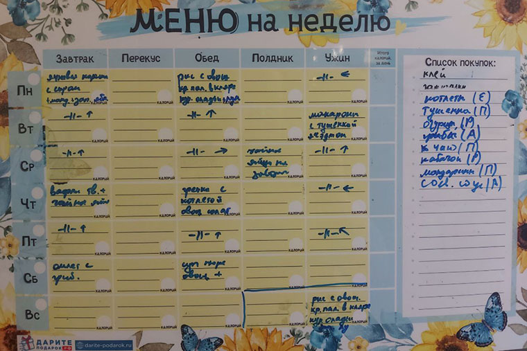 Меню на эту неделю