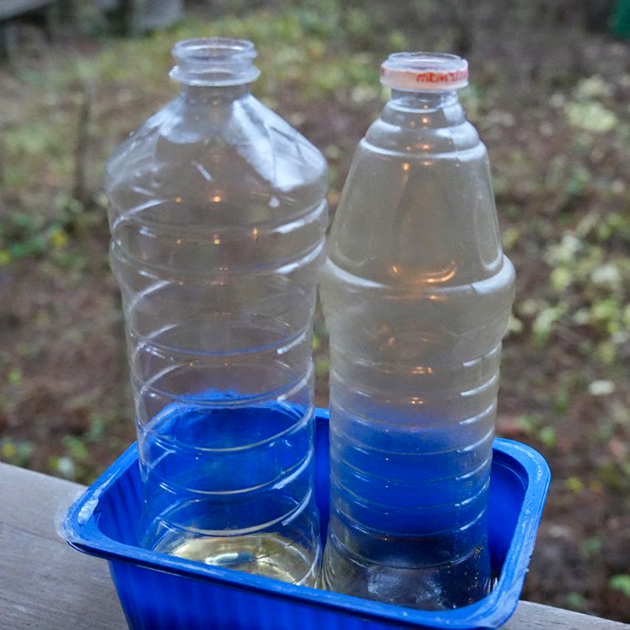 Бутылки с испортившимся маслом