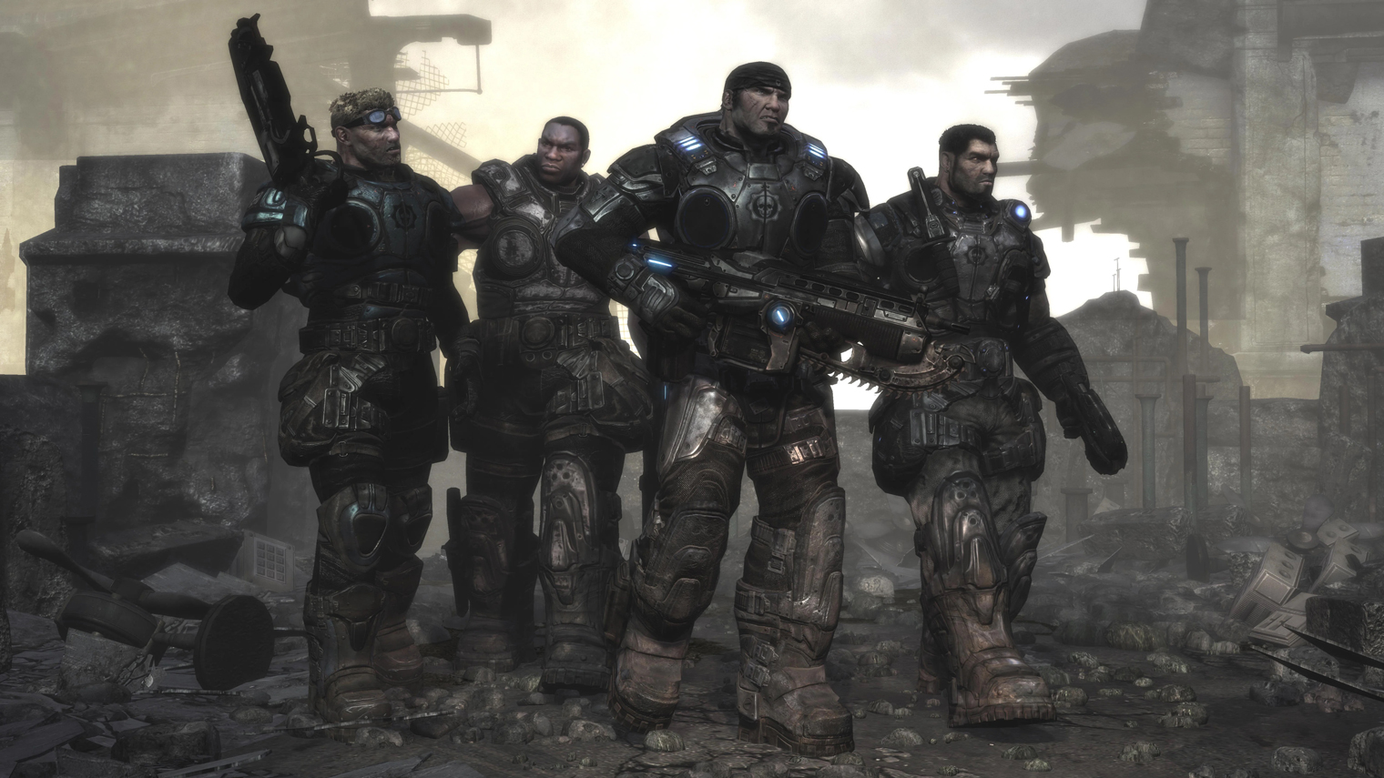 Вот они, слева направо: Деймон Бэрд, Августус Коул, Маркус Феникс, Доминик Сантьяго. Кадр: Xbox Game Studios