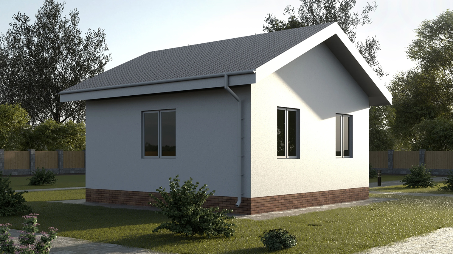 Благодаря светлой штукатурке простота вполне себе элегантная. Источник: строим.дом.рф