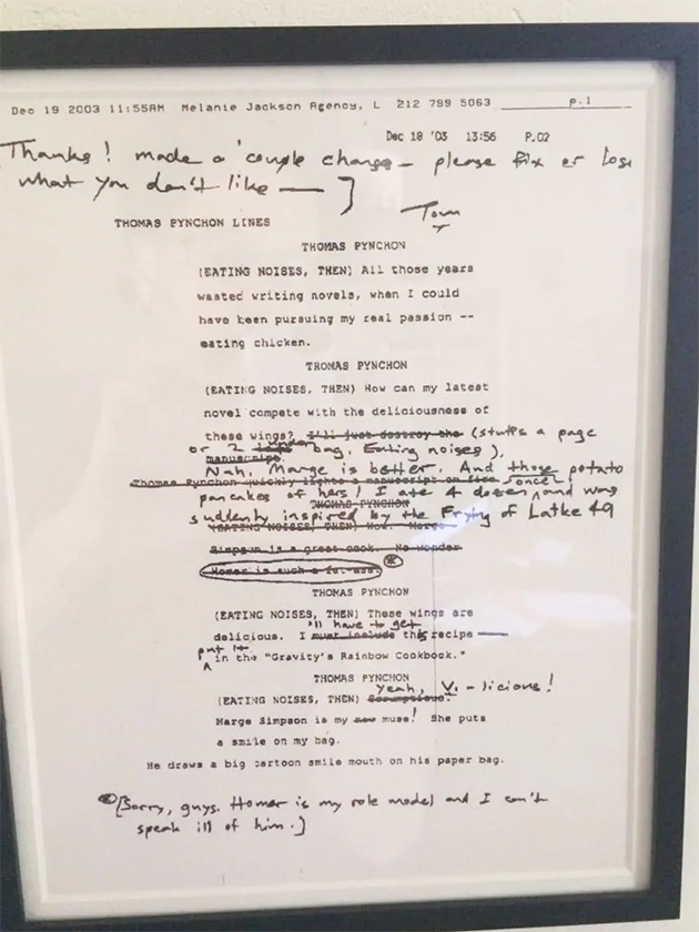 Пинчон вернул авторам «Симпсонов» сценарий со своими правками. Источник: mattselman / X (сайт недоступен из РФ)