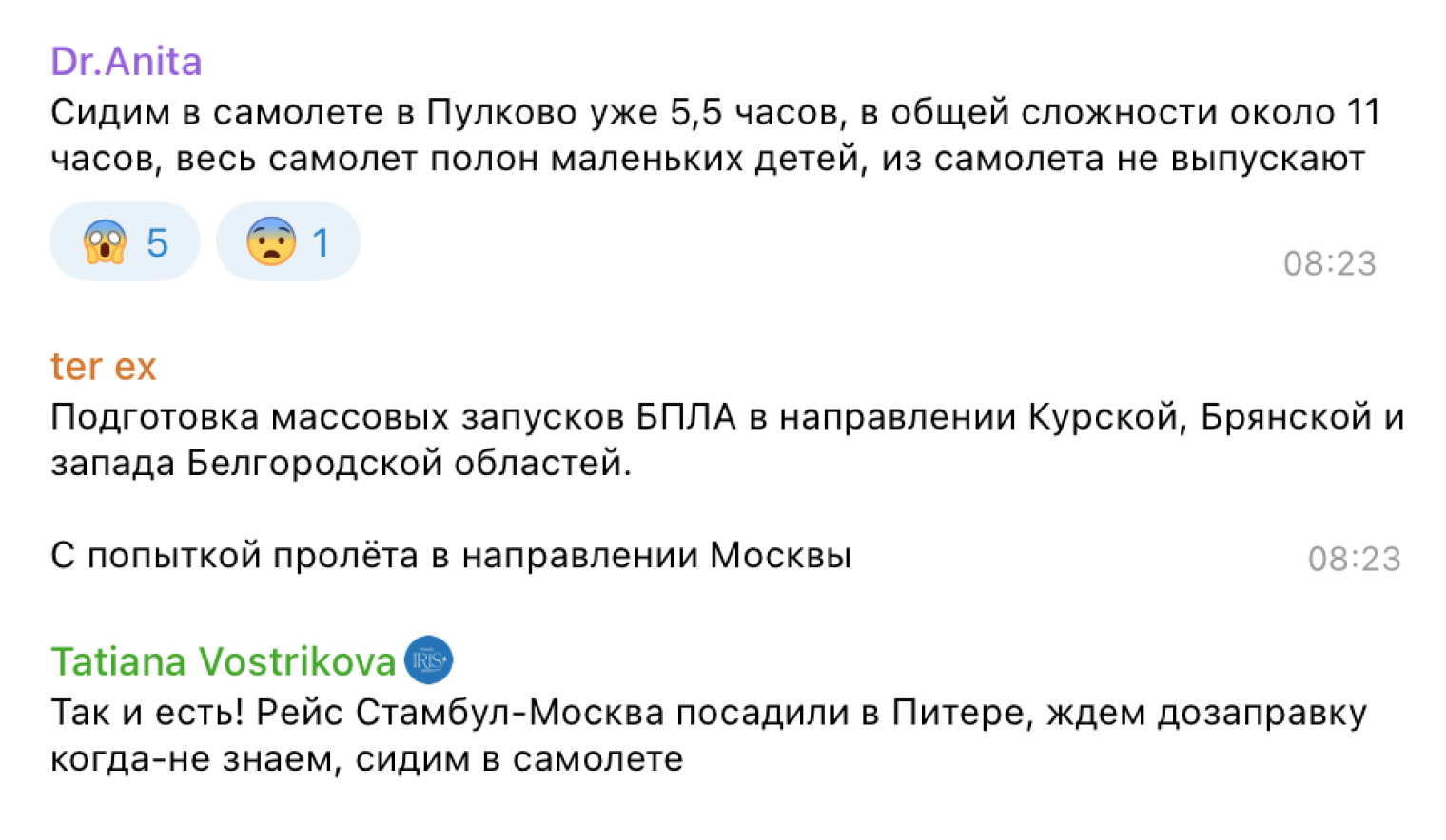 Другие пассажиры жаловались, что их по несколько часов не выпускали из самолетов. Источник: «Представитель Росавиации» / Telegram