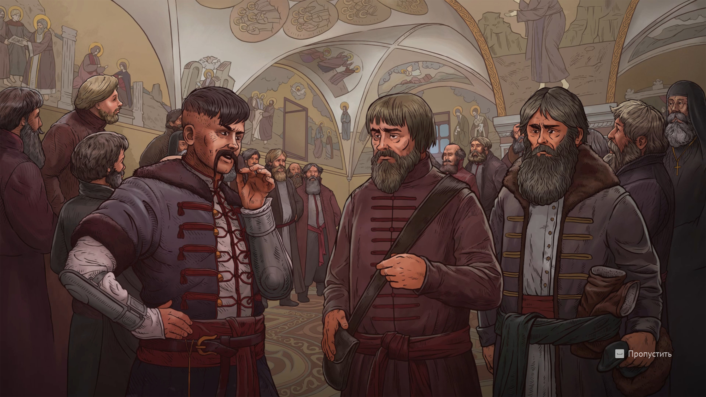 Кинематографичных заставок в игре от силы пара штук. Чаще важные сюжетные моменты показывают в слайд-шоу