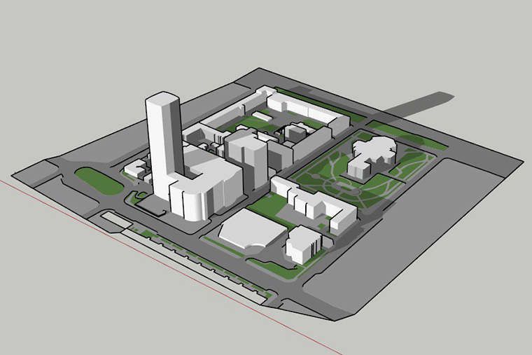 Создаю 3D-модель квартала, верчу его. При этом думаю о том, что можно было бы снести, где расширить тротуар, а где пустить велодорожки