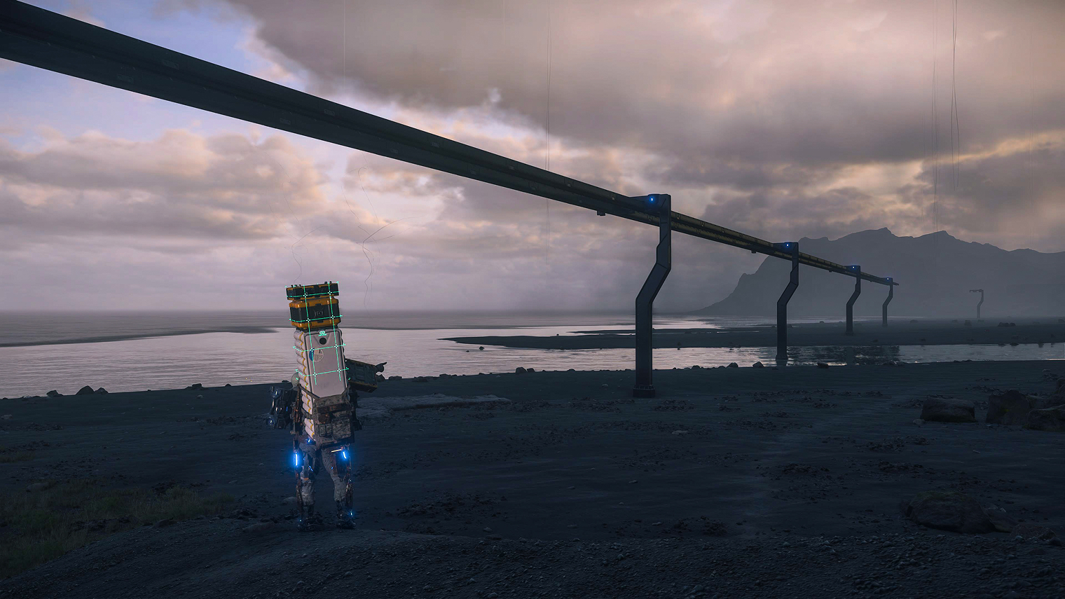 Одно из нововведений игры — монорельс. С его помощью Сэм перемещает на дальние расстояния тонны грузов и с ветерком гоняет между соседними хабами. Кадр: Sony Interactive Entertainment