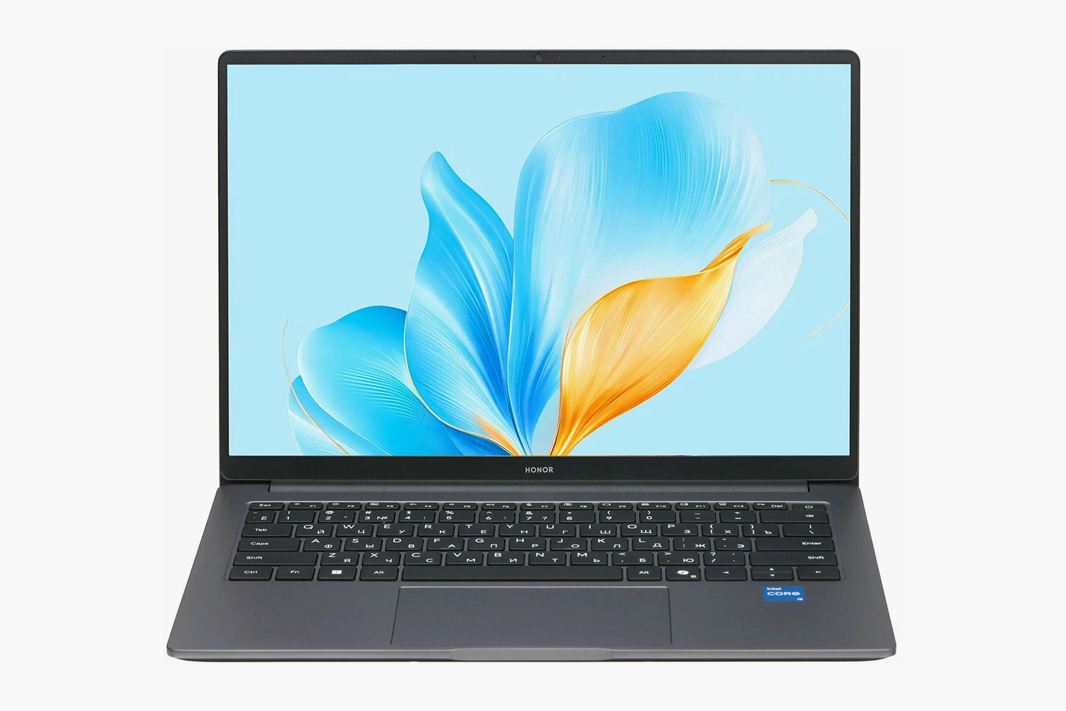 Это ультрабук Honor MagicBook X 14 — у него 14-дюймовый дисплей и 16 Гб оперативной памяти. Процессора в нем хватит для любых офисных задач, а встроенная видеокарта потянет некоторые современные игры. В DNS такой стоит 59 999 ₽ с предустановленной Windows