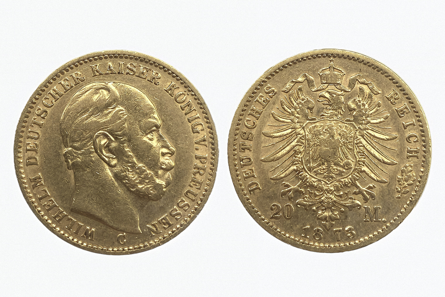 20 марок 1873 года — золотая монета Германии. Источник: monetarizm-rf.ru