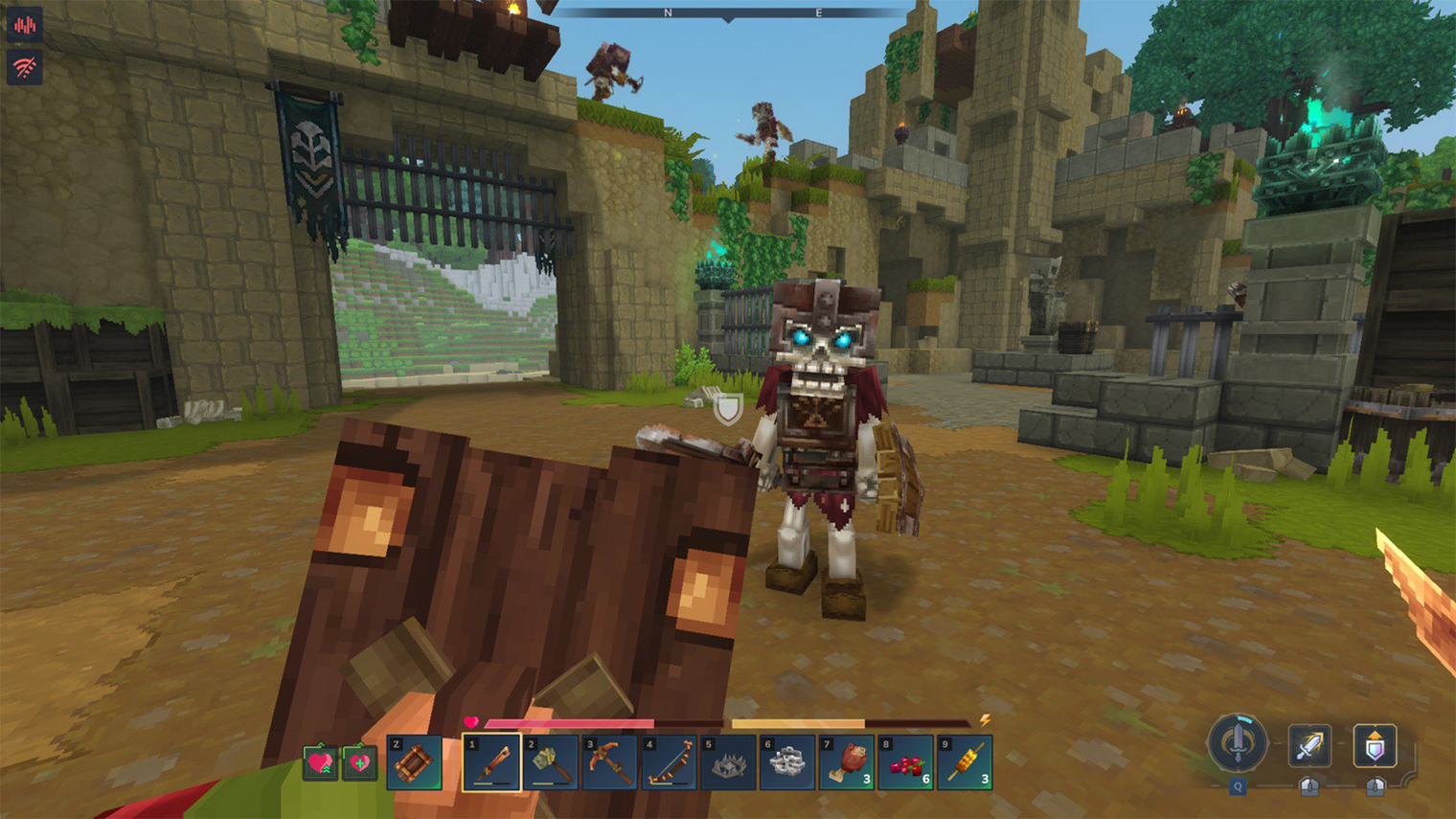 Одноручное оружие можно сочетать со щитом. Даже дальнобойное вроде арбалета