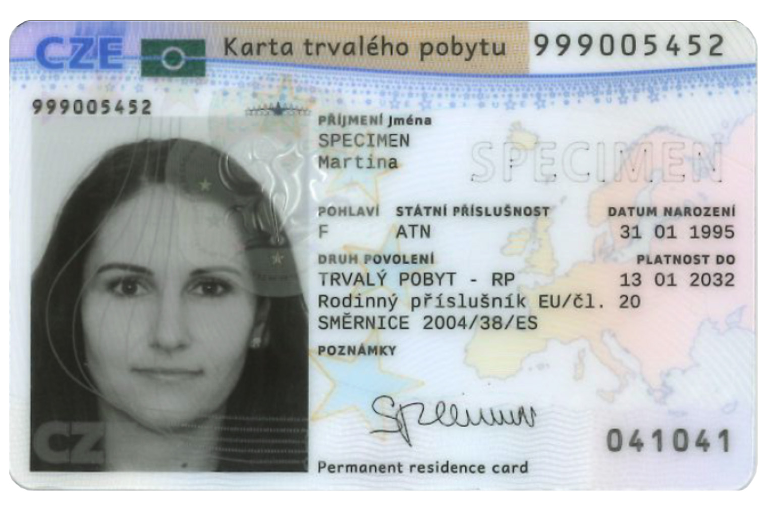 Образец ПМЖ Чехии © ipc.gov.cz
