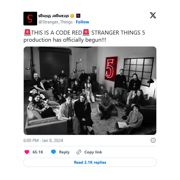 О начале съемок создатели сериала сообщили через социальную сеть. Источник: X