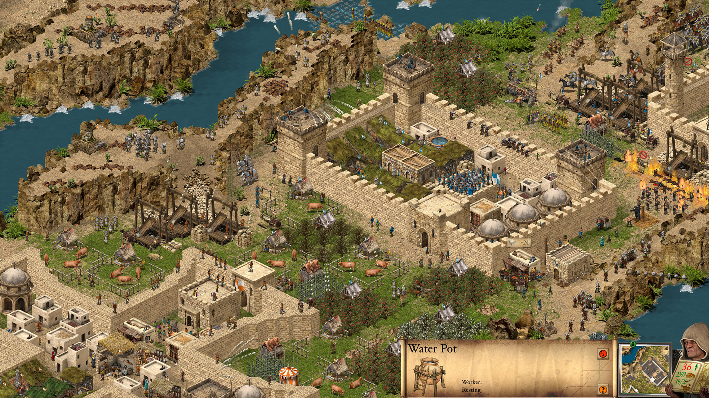 Мирная часть геймплея Stronghold Crusader тоже хорошо детализирована