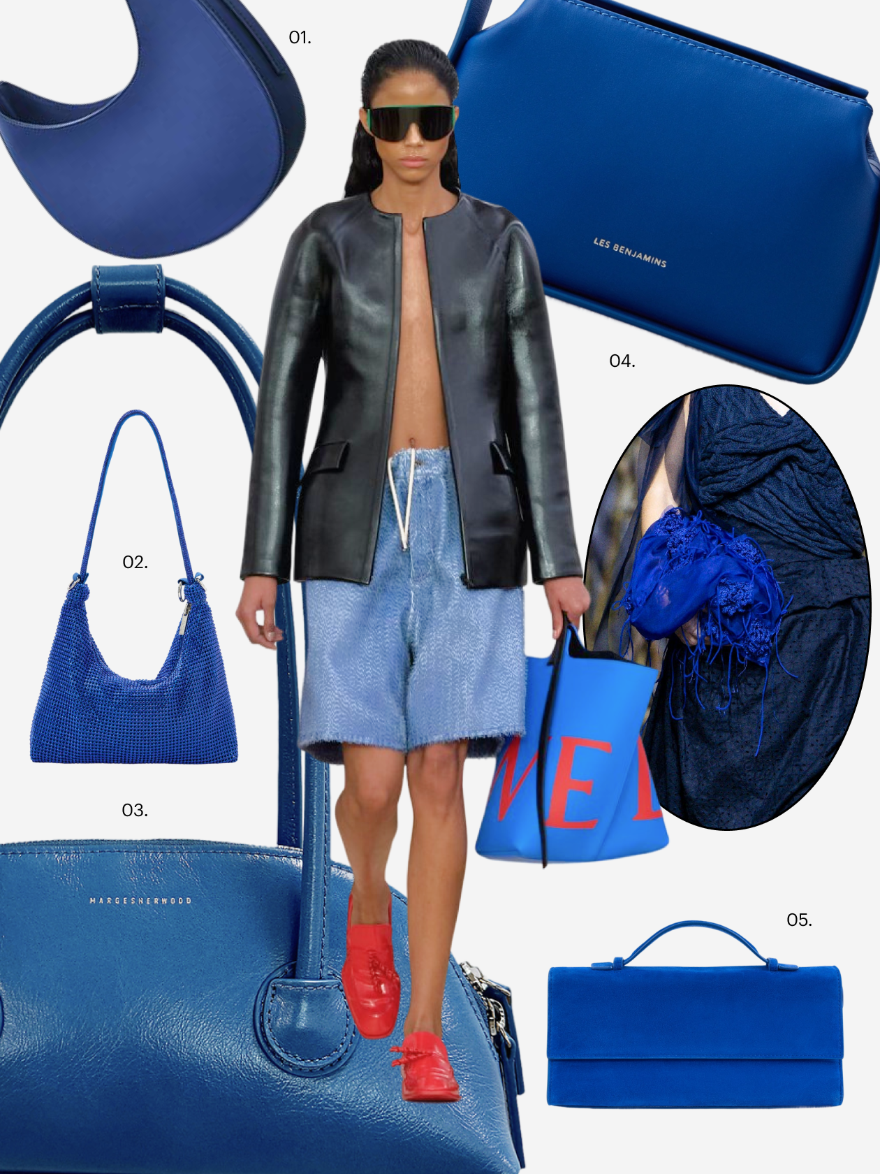 Что купить: 01 — сумка Asos Design, 5 880 ₽; 02 — сумка Nume, 2 500 ₽, 03 — сумка Margesherwood, 27 965 ₽; 04 — сумка Les Benjamins, 23 990 ₽; 05 — сумка Love Republic, 12 999 ₽