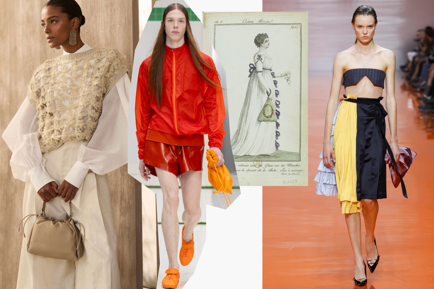 Фотографии в коллаже: Brunello Cucinelli, Lacoste, Prada, Gallica / BnF