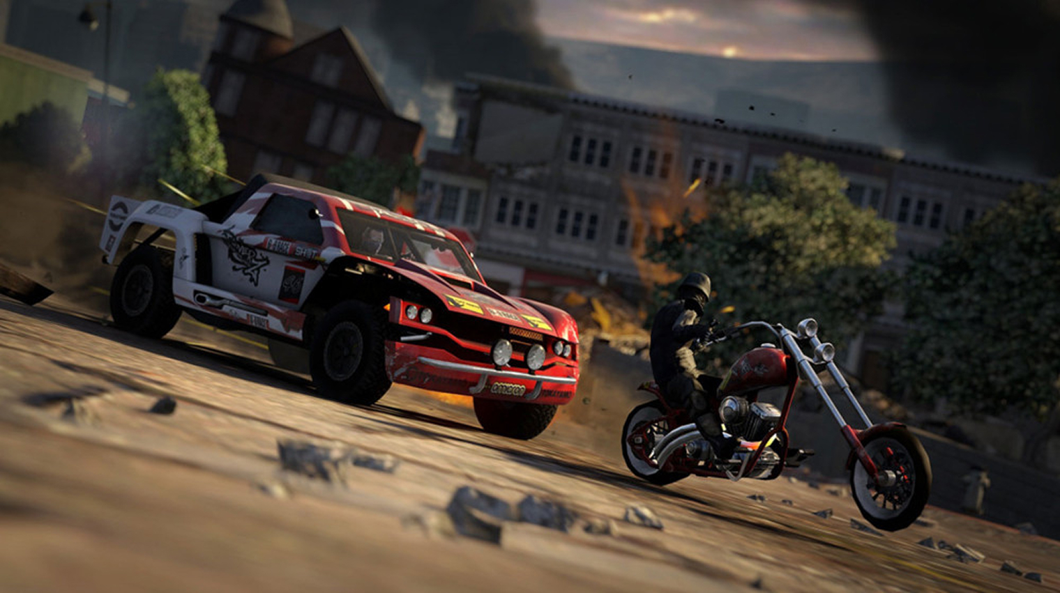 В MotorStorm: Apocalypse нет никаких правил — мотоциклы и внедорожники вполне могут соревноваться со спорткарами. Кадр: Sony Computer Entertainment