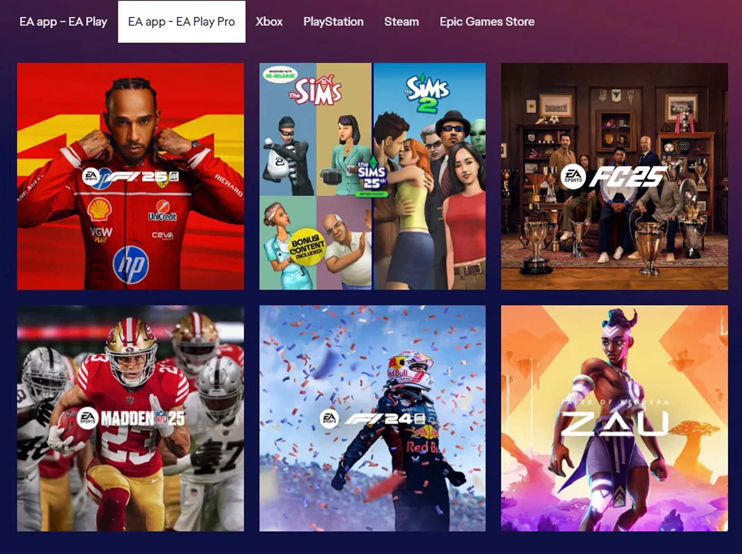 Часть игр из каталога EA Play Pro. Они доступны в максимальных изданиях — со всеми бонусами и дополнениями. Источник: ea.com