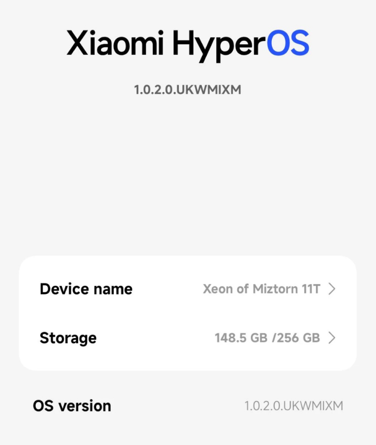 В этом примере индекс версии HyperOS — MI. Это обозначение глобальной версии ПО. Источник: r/miui / Reddit