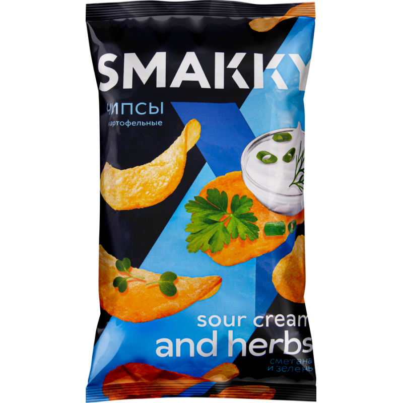 Чипсы со сметаной и зеленью Smakky