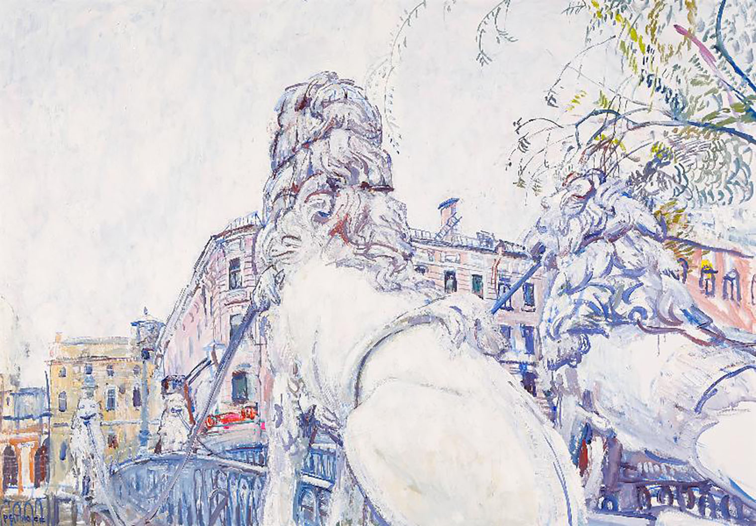 Картина: И. Петров «Белая ночь. Львиный мост»