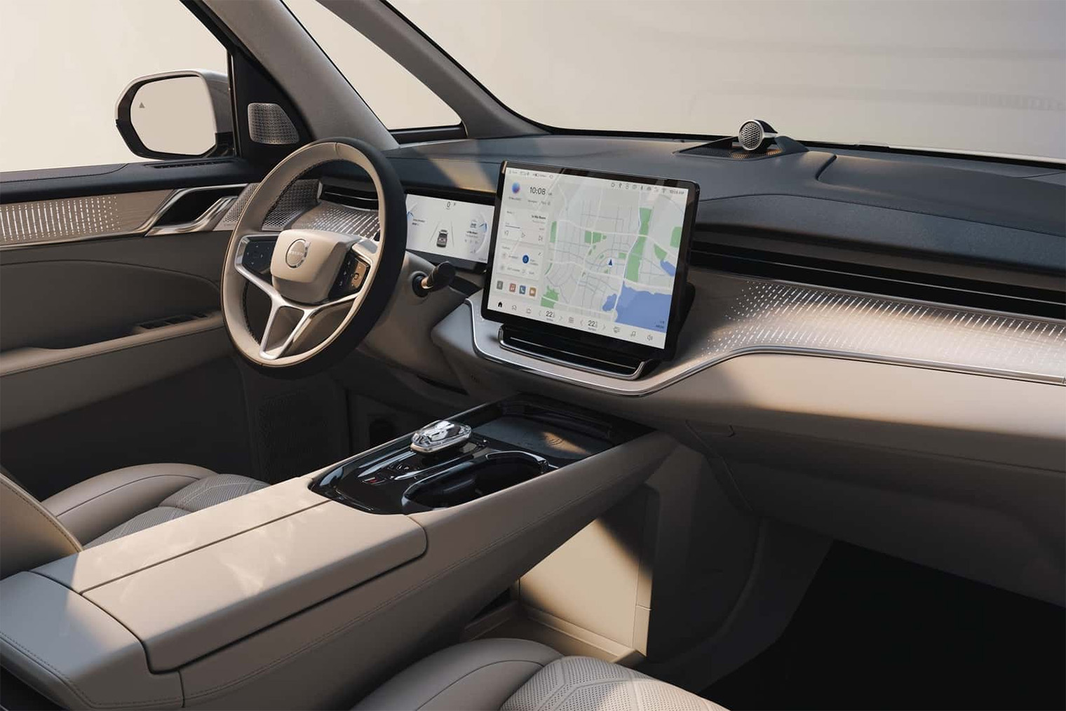 Характерные черты Volvo в салоне — руль и измененный интерфейс бортового компьютера. Источник: Volvo