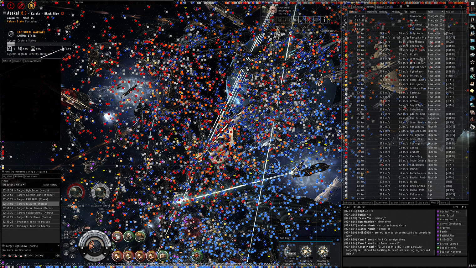 Это не набор бессвязных точек, а огромное космическое сражение в EVE Online. © CCP Games