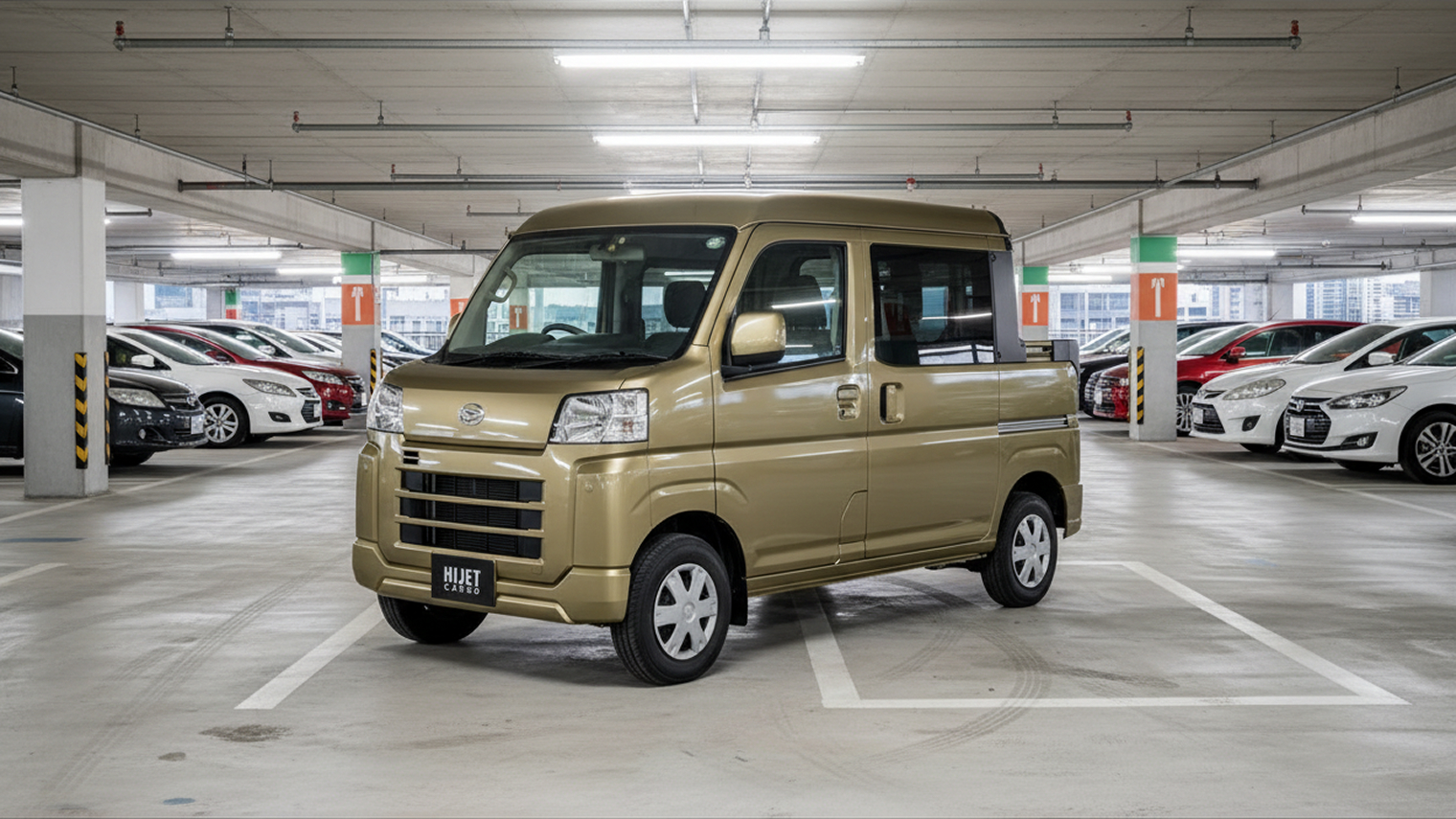 Daihatsu Hijet Pickup — кей-кар с небольшой грузовой платформой и сдвижной дверью сбоку. Очень японское решение. © no.needcalc.com
