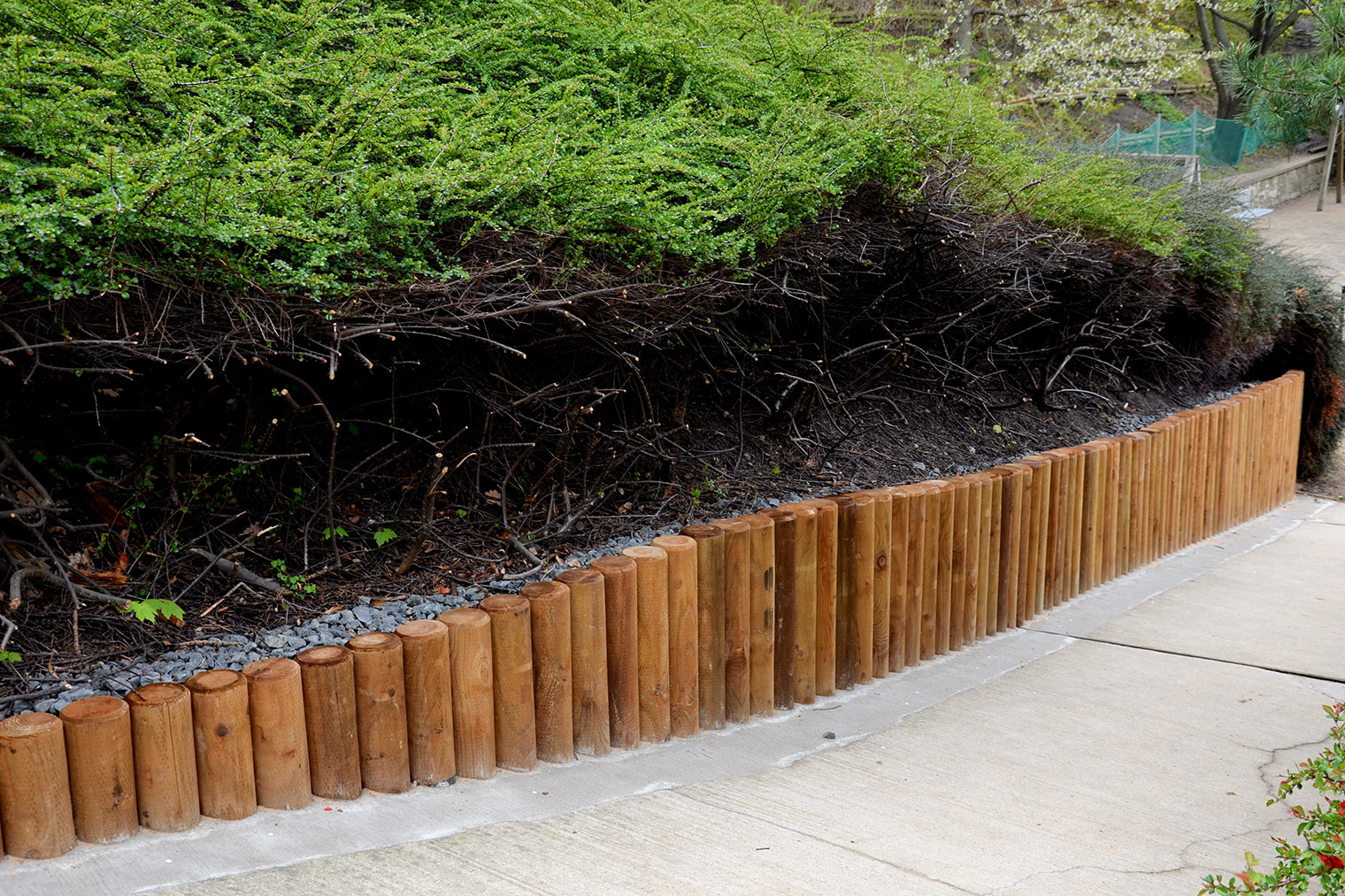 Для подпорной стенки из дерева все равно потребуется фундамент. Фото: eekeepx / Shutterstock