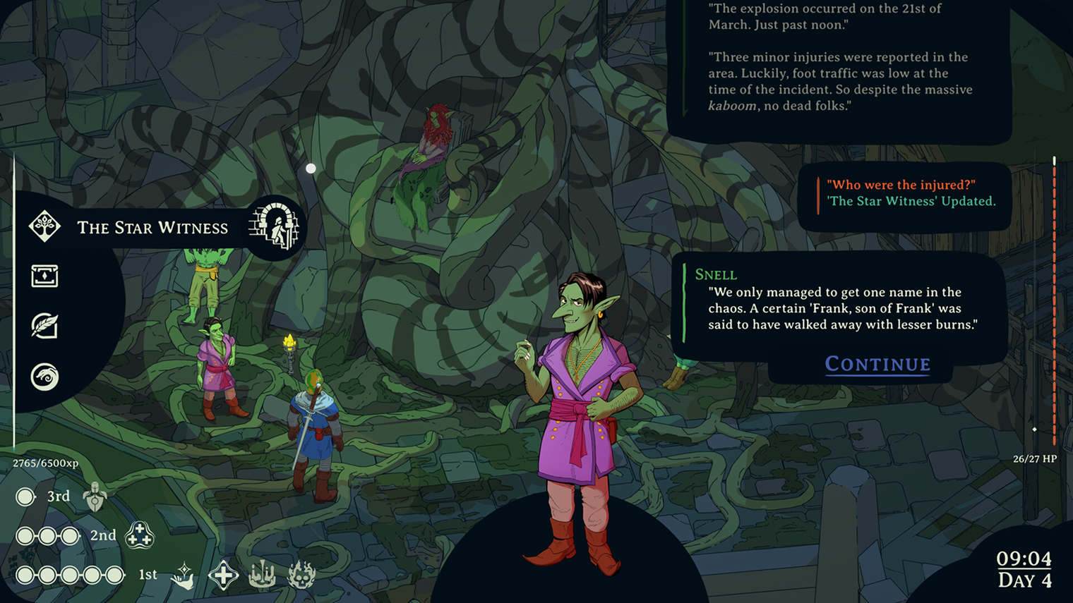 Как и Disco Elysium, игра состоит преимущественно из диалогов. Как и в DE, параметрам героя тоже есть что сказать. © Raw Fury