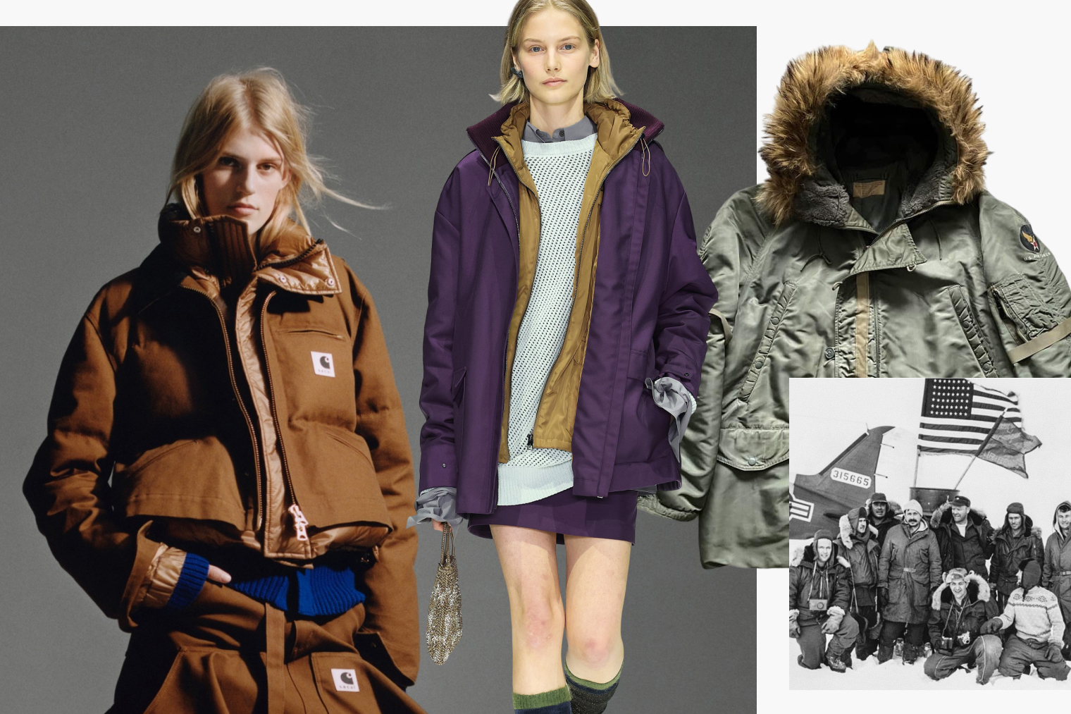 Фотографии в коллаже: Anterprima, Sacai, Alpha Industries, National Air and Space Museum / U.S. Air Force (PD)