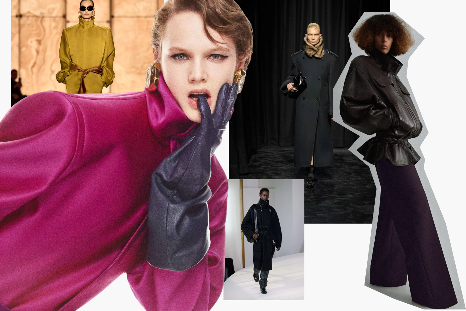 Фотографии в коллаже: Saint Laurent, Lemaire, Jil Sander, Phoebe Philo