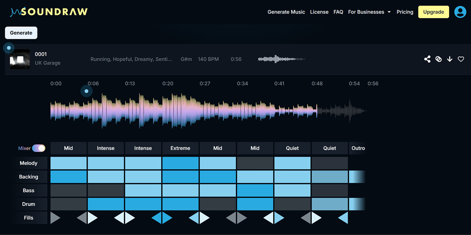 Так выглядит редактор внутри Soundraw