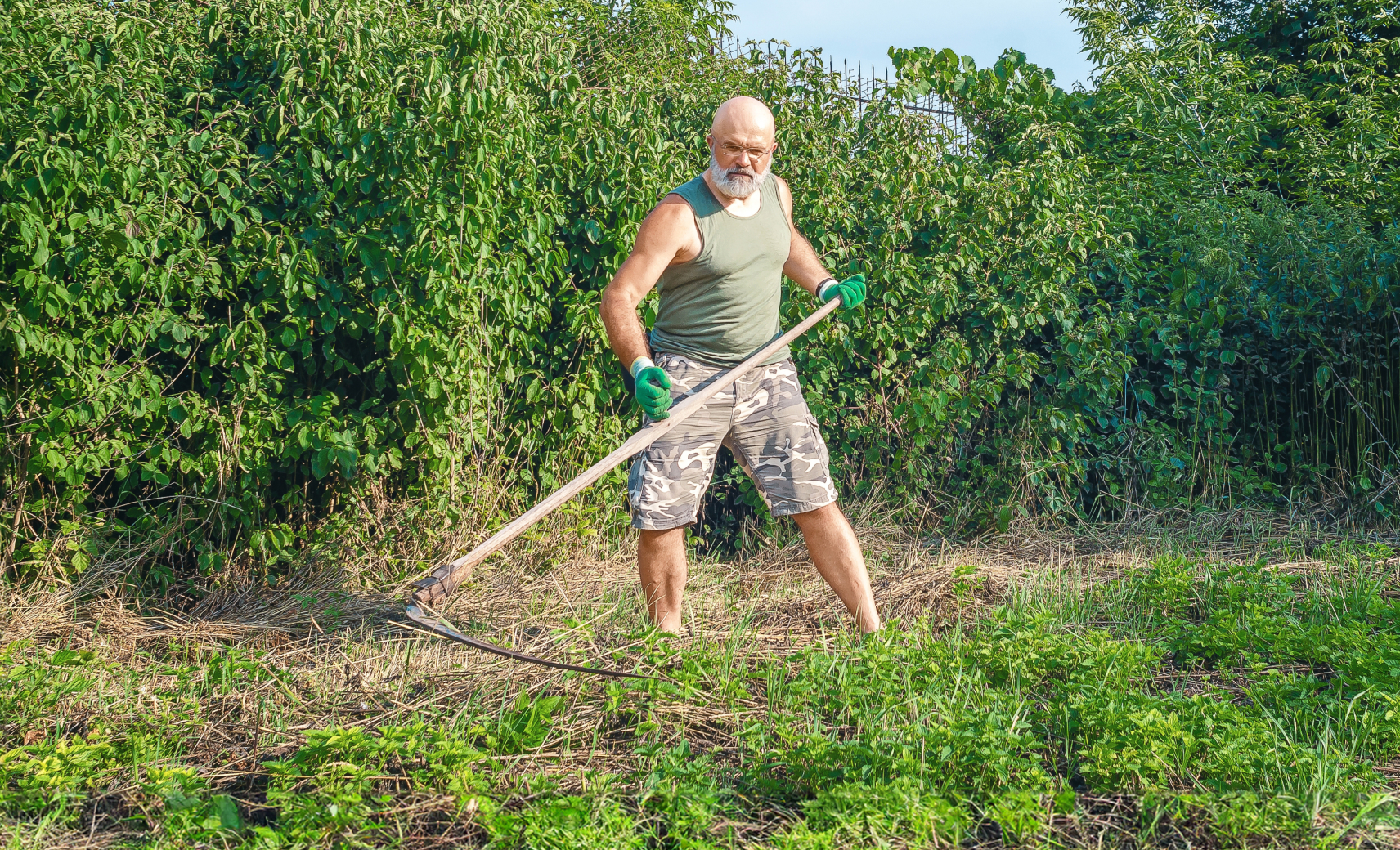 Косим траву ручной косой