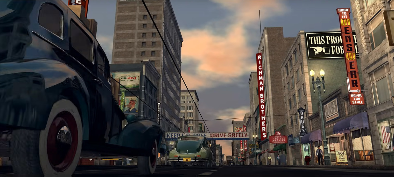 L.A. Noire дает возможность не просто погулять по Лос⁠-⁠Анджелесу, а увидеть, каким город был в 1940⁠-⁠х. В игре даже есть здания, которые в реальности уже давно снесли. Кадр: Rockstar Games