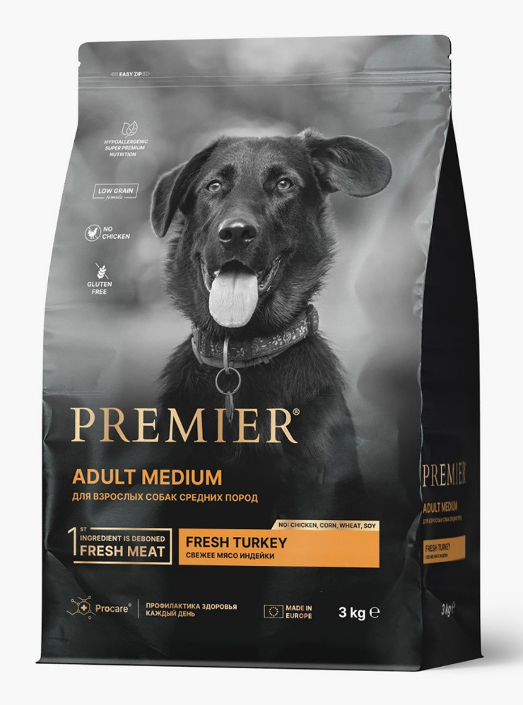 Корм Premier для взрослых собак средних пород, 3 кг. Цена: 2198 ₽