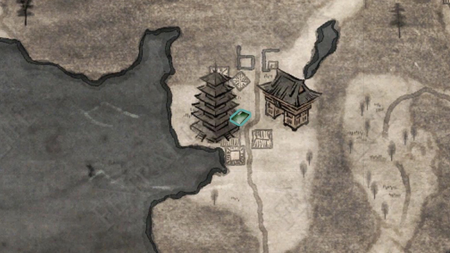 «Совершенствование ниндзюцу» находится в эпохе Сэнгоку, в регионе Озеро Санару — текст лежит на трупе