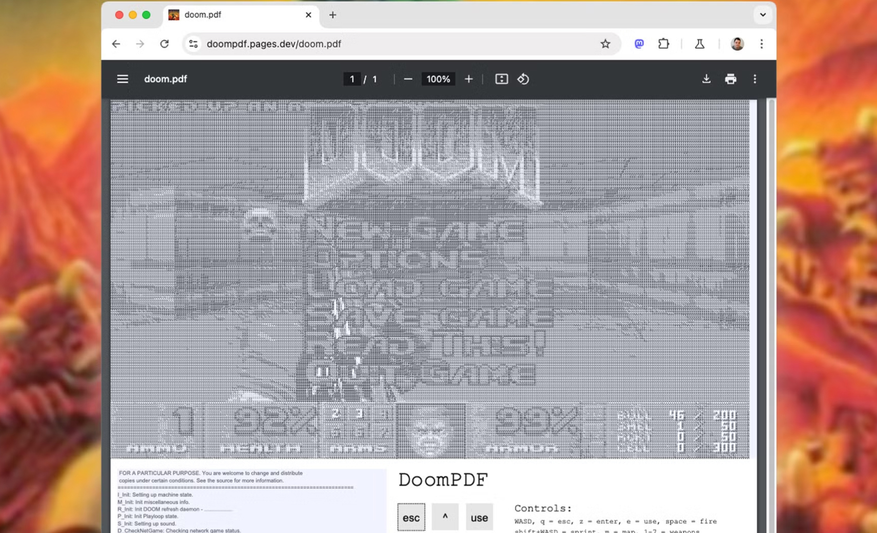 Doom на PDF-файле