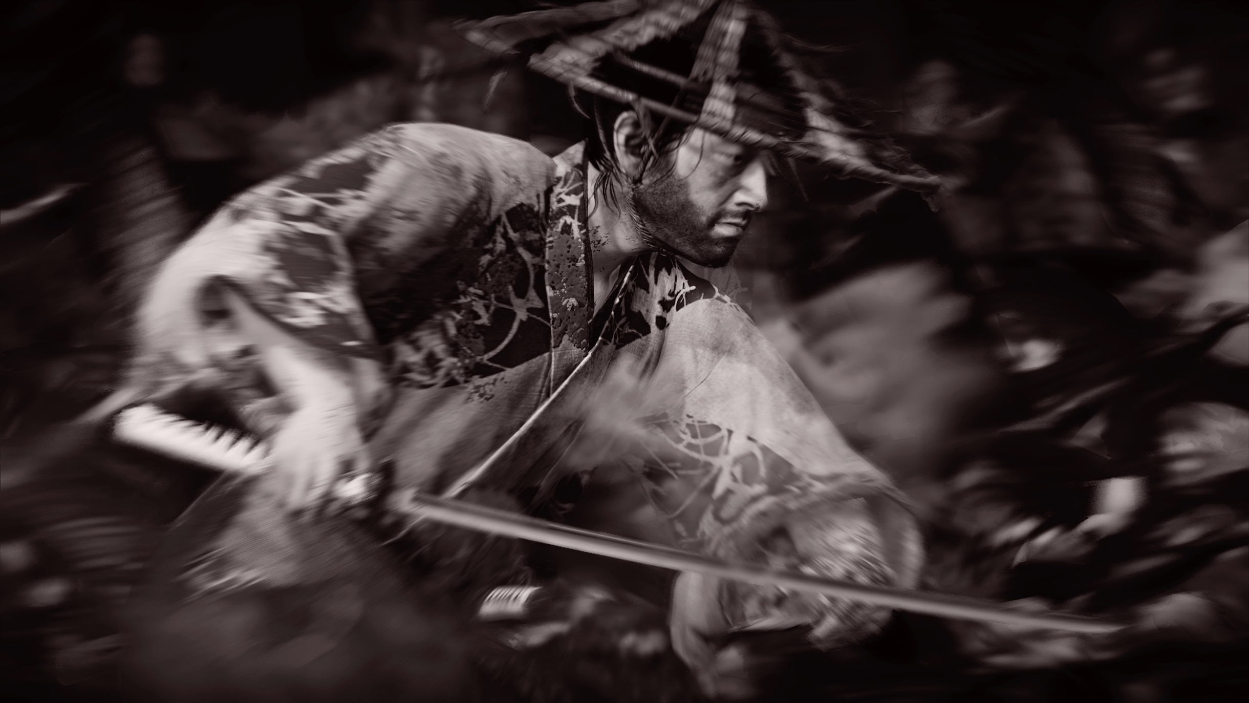 Игру можно пройти с черно-белым фильтром, вдохновленным фильмами Акиры Куросавы вроде «Семи самураев»
