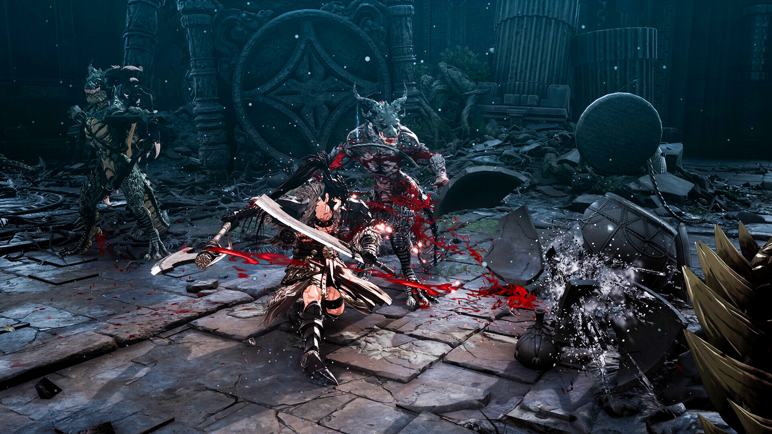 The First Berserker: Khazan позволяет использовать разные виды оружия при атаке с двух рук. Кадр: Nexon