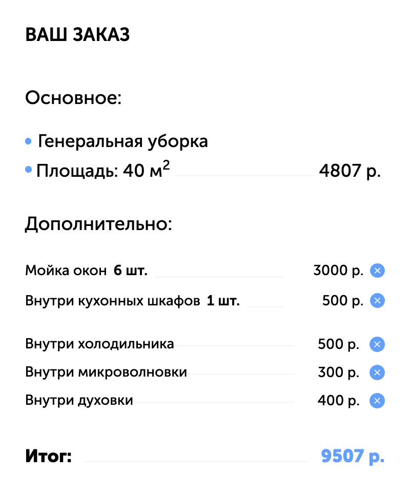 А вот стоимость такого же набора услуг у другой компании. Источник: clean-bot.ru