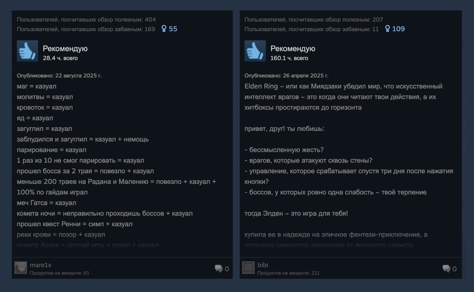 Обзоры Elden Ring от пользователей. © Steam