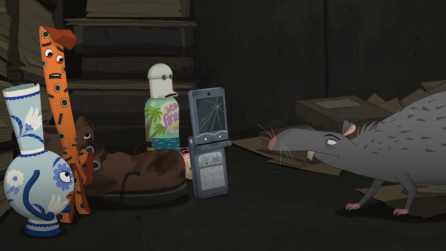 В эпизодах помимо предметов мелькают и животные. Самое запоминающееся, пожалуй, — коварная библиотечная крыса с хорошим литературным вкусом. Кадр: «НМГ кинопрокат»