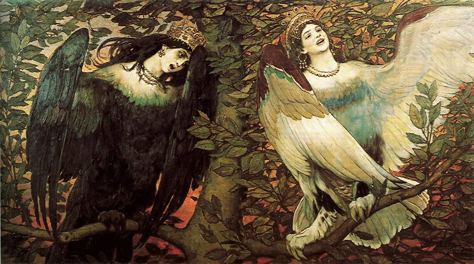 Картина «Сирин и Алконост. Песнь радости и печали» Виктора Васнецова, 1896