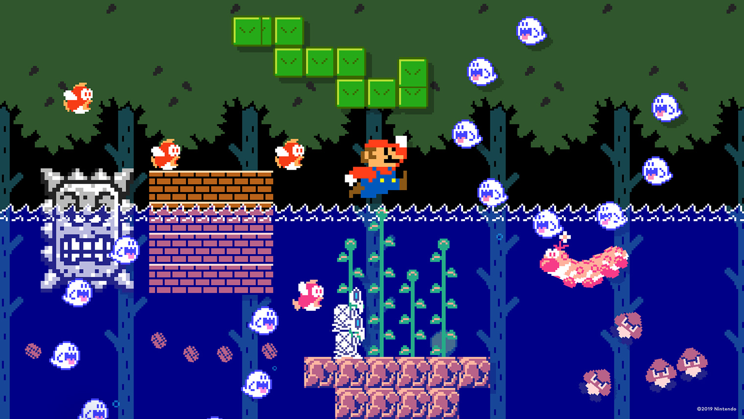 В Super Mario Maker 2 вы можете создать собственный уровень в стилистике восьмибитной Super Mario Bros. 1985 года. Кадр: Nintendo