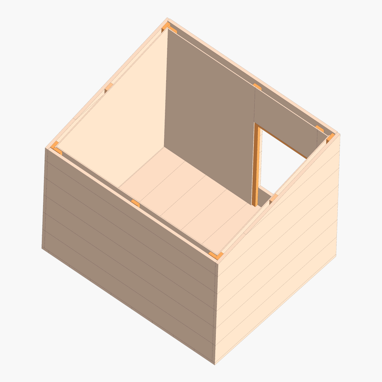3D-модель обшитой изнутри будки