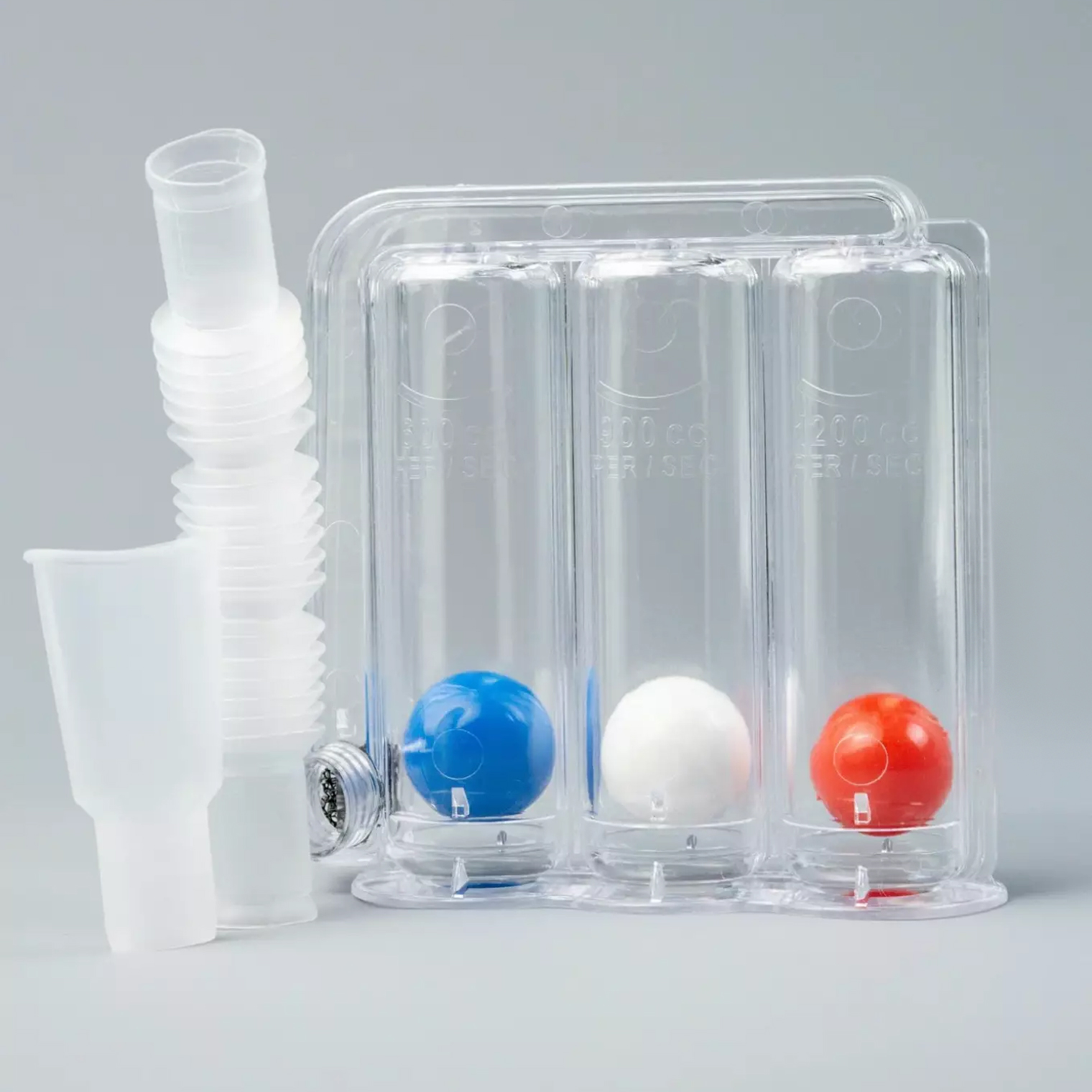 Из процедур предлагали выполнять дыхательные упражнения с помощью такого приспособления. Нужно было сделать глубокий вдох, чтобы шарики поднялись, и удерживать их на высоте как можно дольше. © ozon.ru