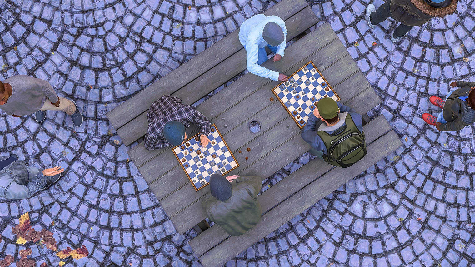 Местные жители занимаются спортом и играют в шахматы прямо под автострадой
