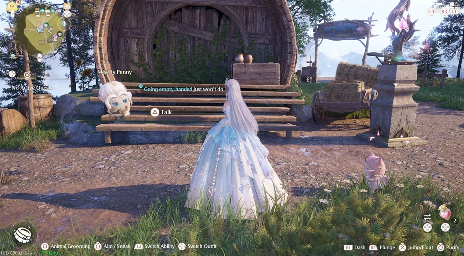 Щенков и котят в Infinity Nikki можно гладить, мыть и расчесывать. Кроме очевидного умиления эта механика приносит ресурсы. © Infold Games