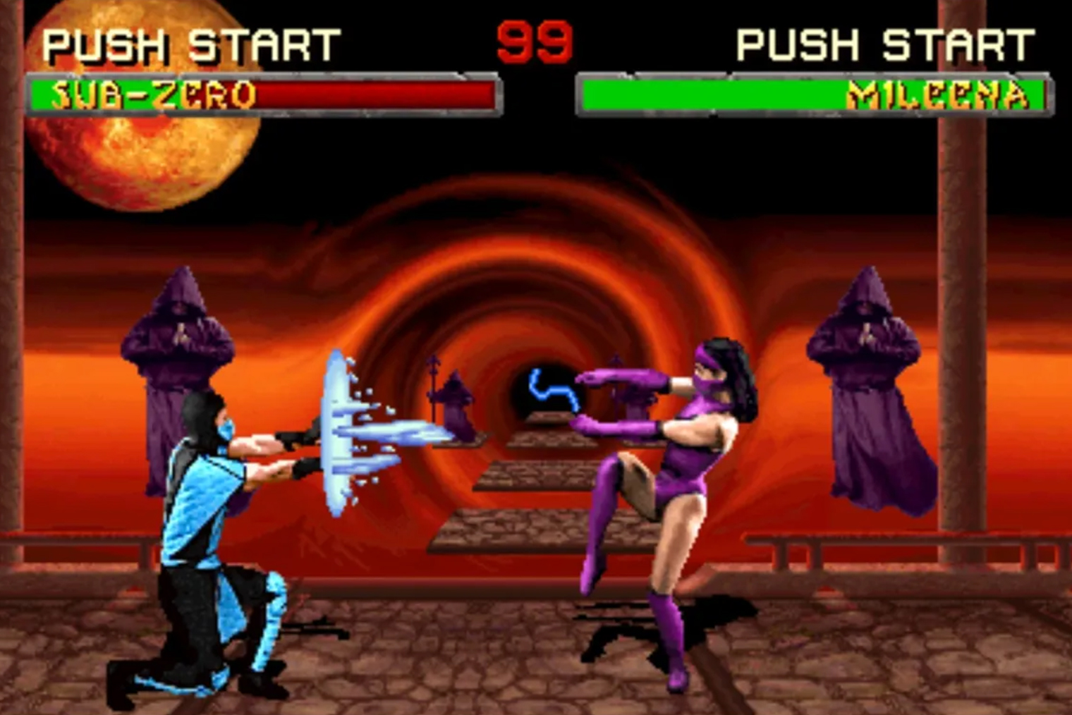 Mortal Kombat 2 запретили в Германии, а в японской версии кровь стала зеленой. Кадр: Midway Games