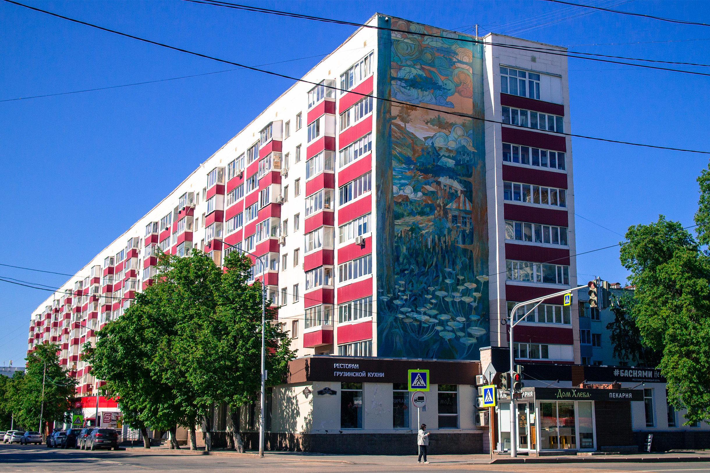 Мне сказали, что над этим муралом работал художник из Екатеринбурга. Он собрал на торце дома целый башкирский гербарий