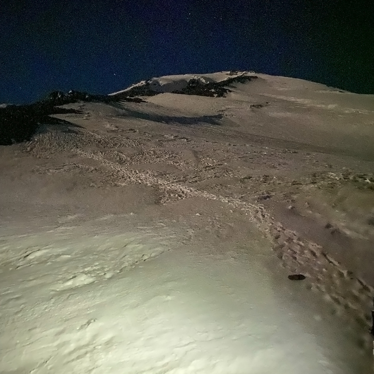 Так выглядела восточная вершина Эльбруса в момент нашего восхождения. Кажется, что путь пологий и нет ничего сложного, но картинка обманчива